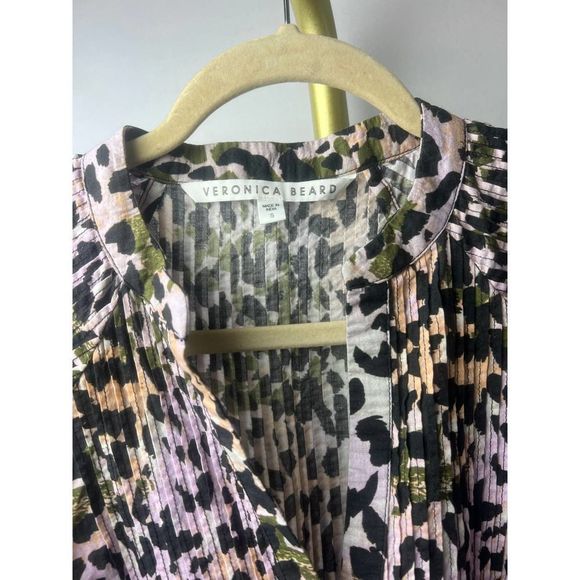 Veronica Beard Marieta Leopard Swim Cover-Up Mini Dress Printed Pintuck Sz. S - Picture 4 of 8